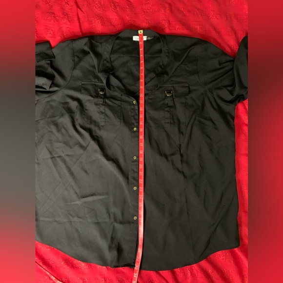 Calvin Klein Black Blouse with Gold Button Accents in Women's 3X - Picture 6 of 7